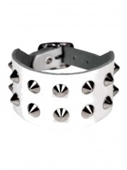 Leder Armband Spitznieten 2 reihig weiß