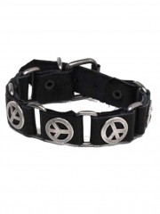 Leder Armband schwarz Peace