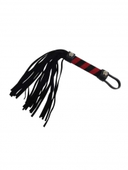 Leder Mini Flogger schwarz Veloursleder