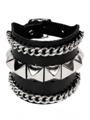 Leder Armband Pyramidenniete Kette