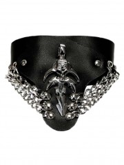 Kunstleder Armband Schwert mit Ketten