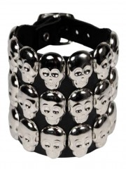 Leder Armband Totenköpfe