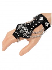 Lederarmband mit Fingerring Devil