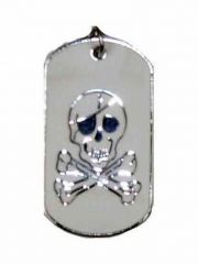 Halskette Hundemarke klein Totenkopf silber