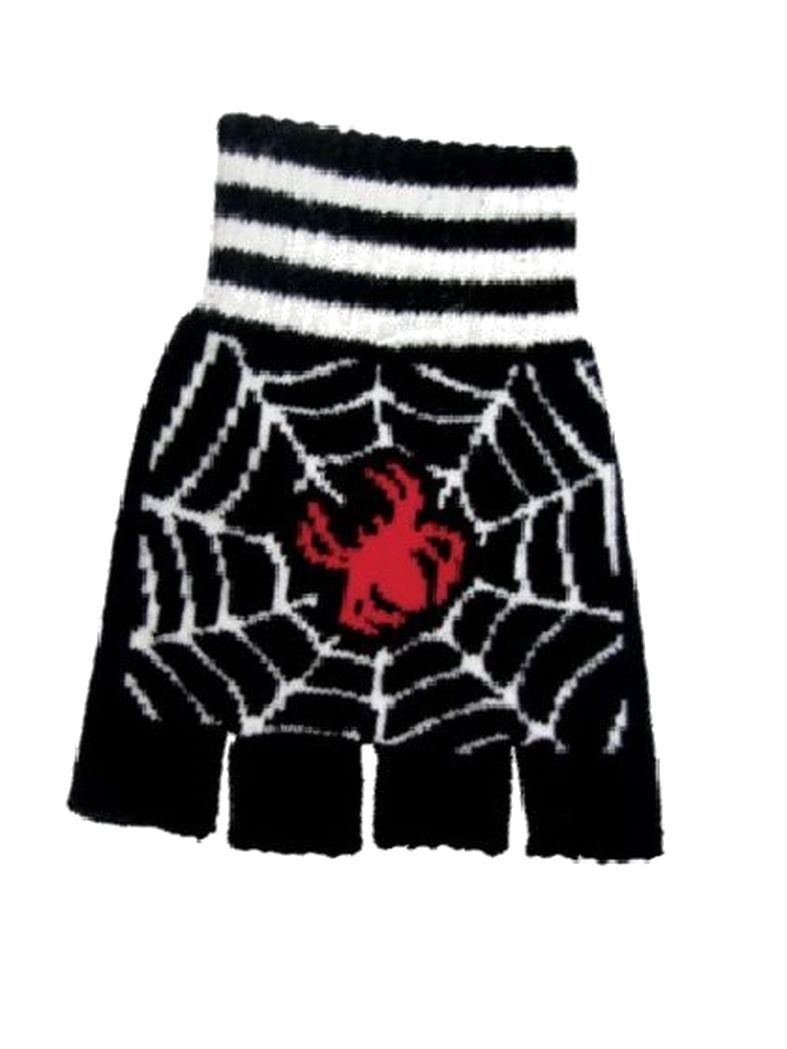 Fingerlose Handschuhe Spinne mit Netz