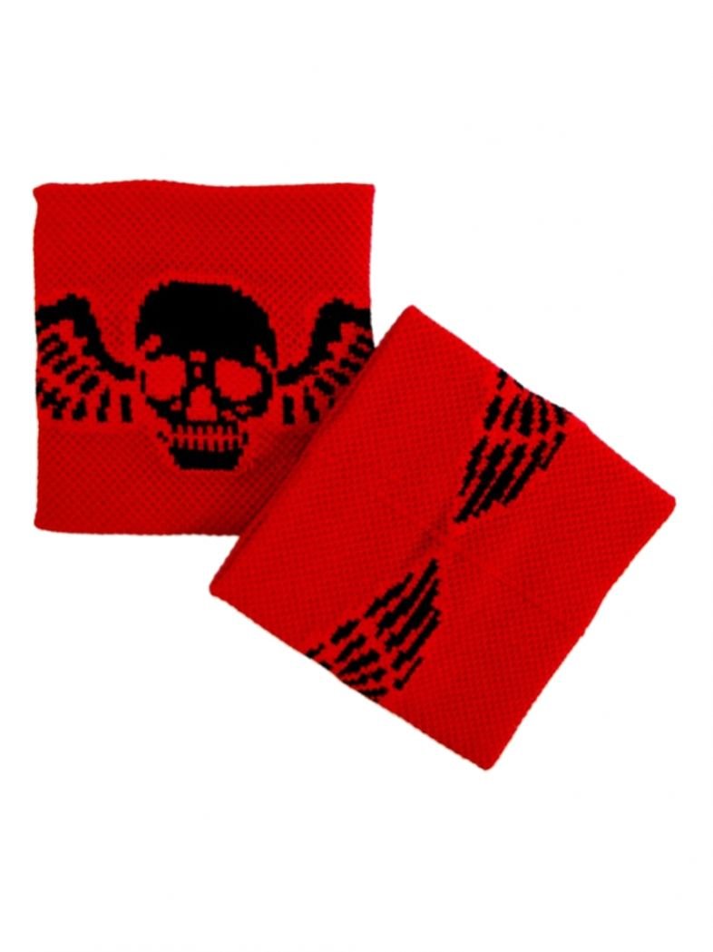 Schweißband Totenkopf mit Flügel rot