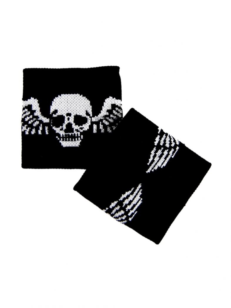 Schweißband Totenkopf mit Flügel schwarz