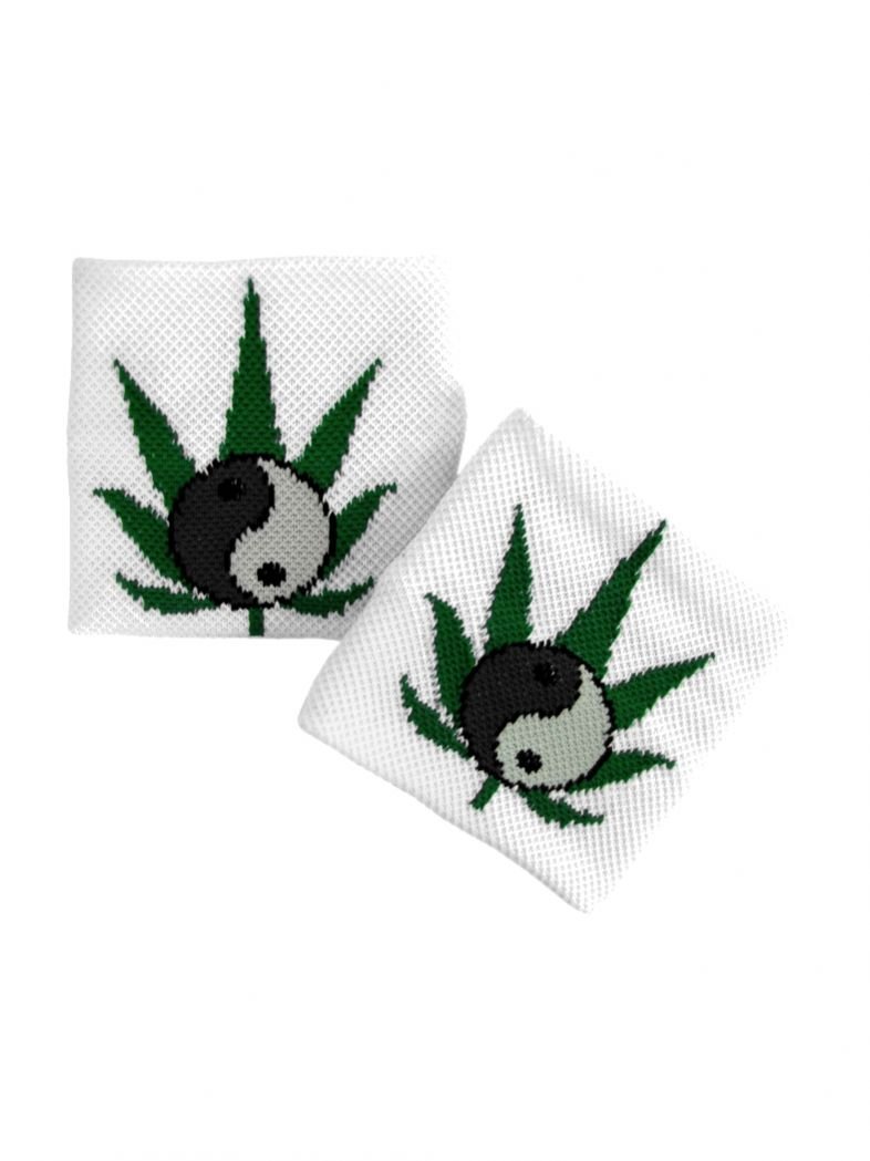 Schweißband Yin Yang mit Hanfblatt