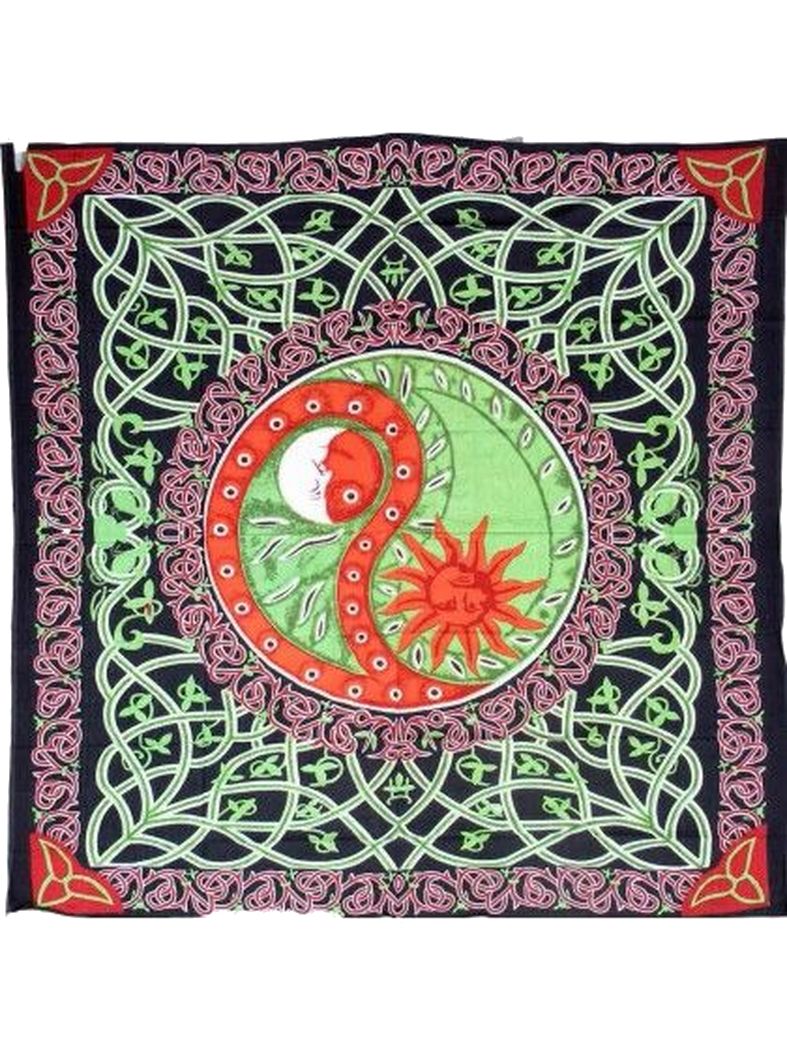 Tagesdecke Yin Yang rot 220 x 220 cm