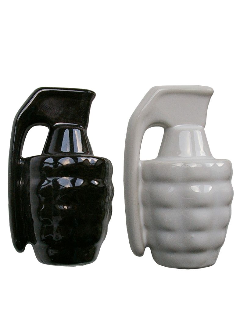 Salz und Pfefferstreuer Set Handgranate schwarz weiss
