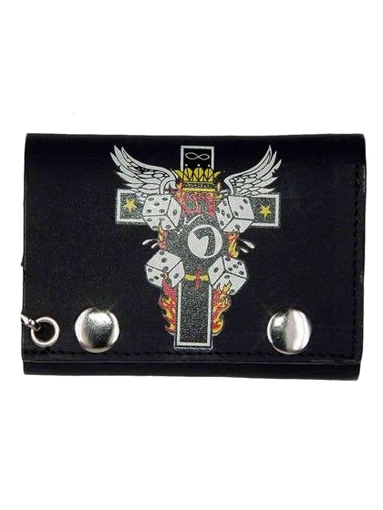 Geldbeutel mit Kette Kreuz mit Flügel
