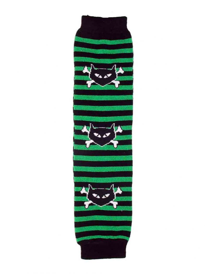 Arm Stulpen Skull Girl gestreift grün