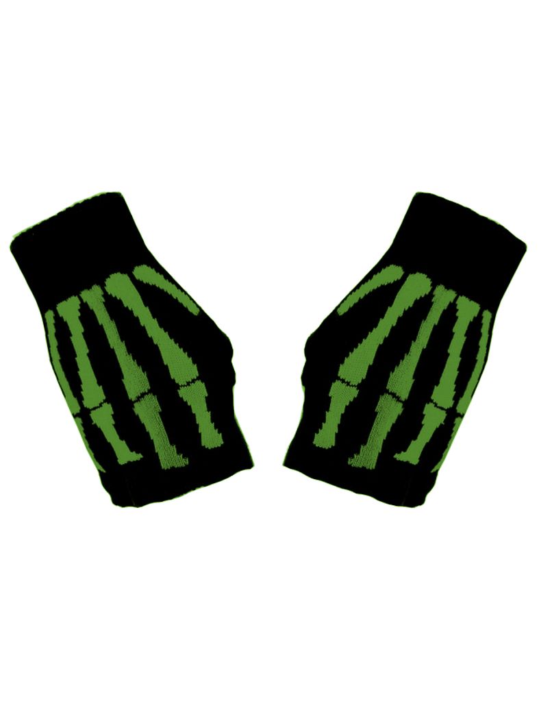 Fingerlose Handschuhe Skelett grün