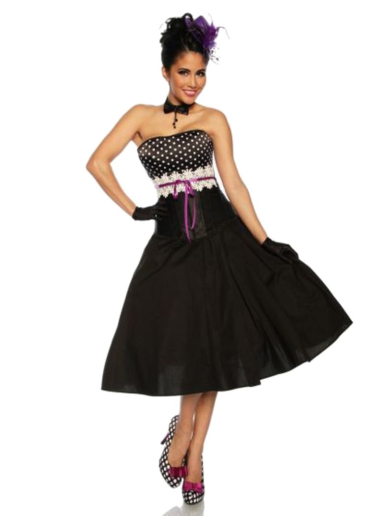 Rockabilly-Corsage schwarz mit weißen Punkten