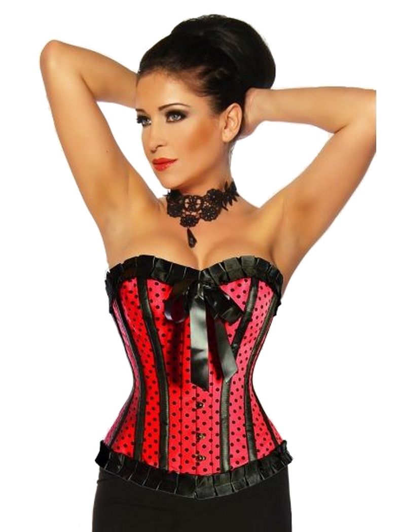 Rockabilly-Corsage schwarz rot mit Schleife