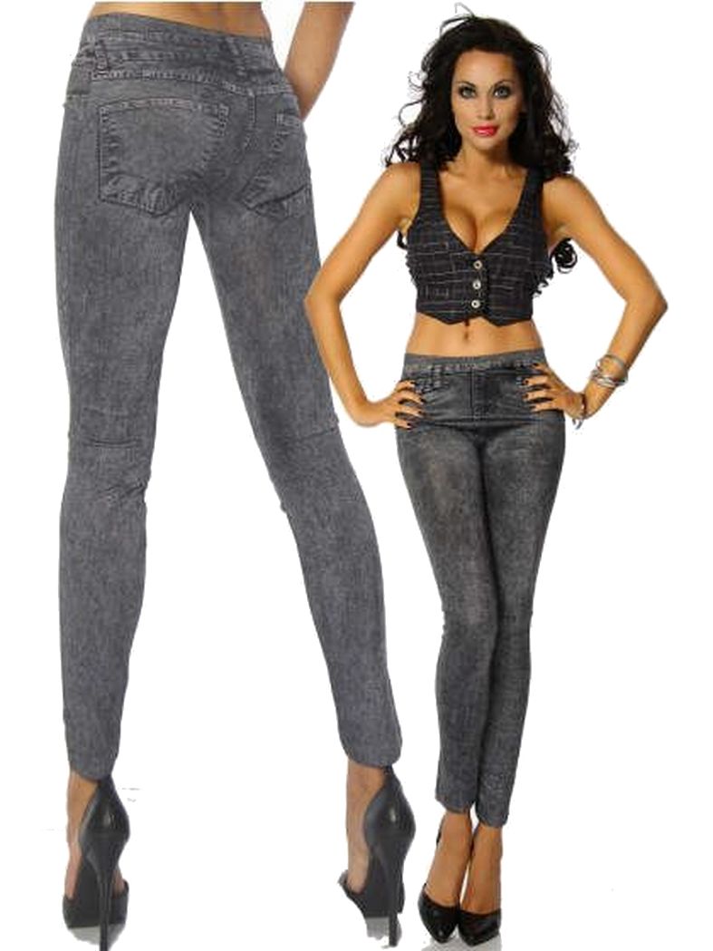 Leggings in Jeans Style Optik grau schwarz