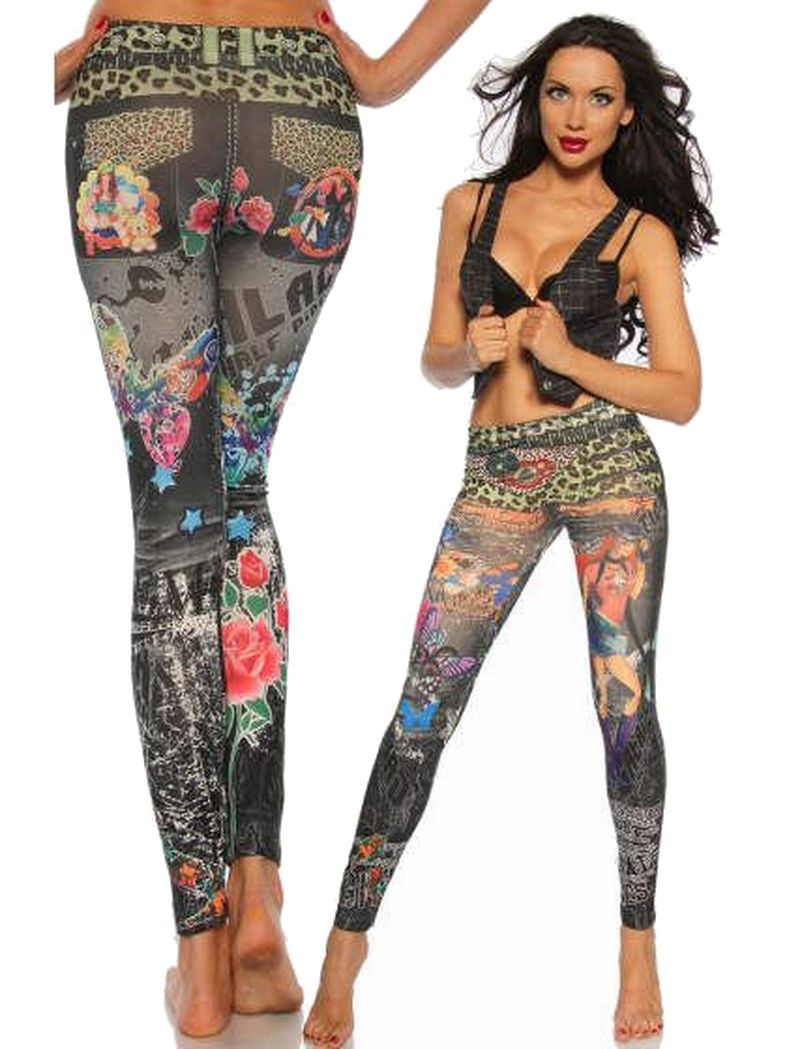 Leggings grau im Tattoo Style