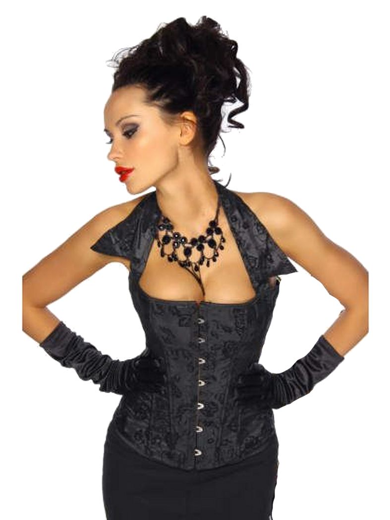 Stilvolle Corsage mit Kragen in schwarz