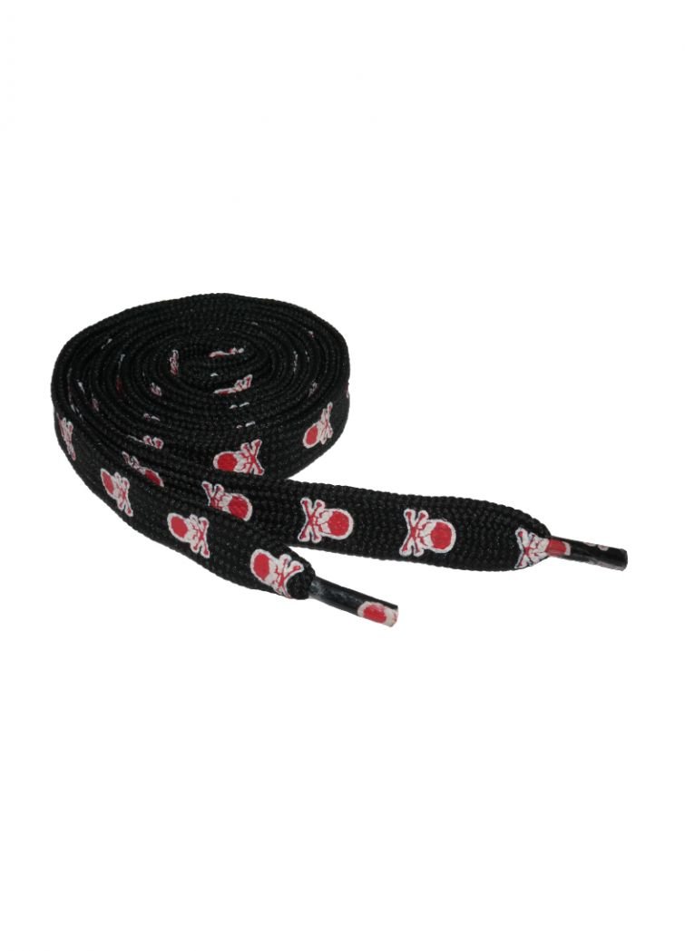 Schnürsenkel Dead Heads rot weiß schmal