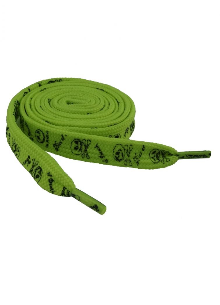Schnürsenkel Neon Gelb Totenköpfe schmal