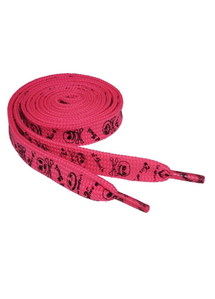 Schnürsenkel Neon Pink Totenköpfe schmal