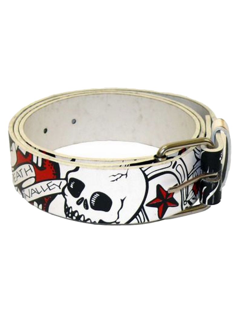 Gürtel Totenkopf schwarz weiß rot