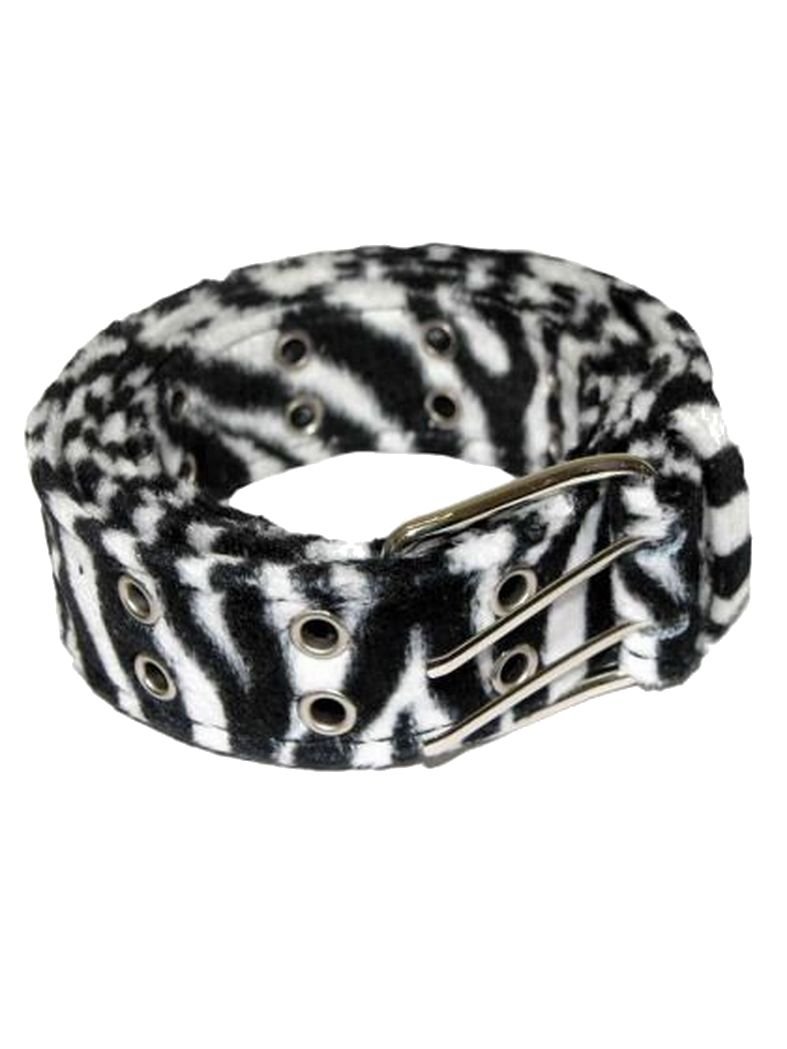 Gürtel mit Fell Zebra schwarz weiß mit Ösen