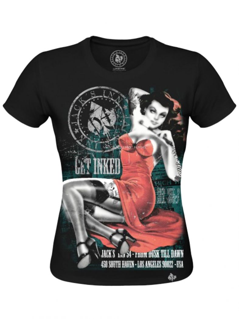 Girl Shirt Jack`s Inn 54 Rock`n Roll schwarz Get Inked