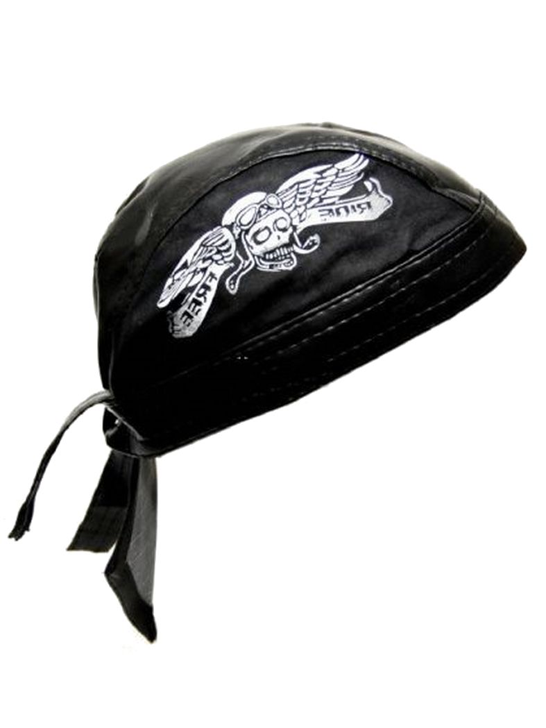 Bandana Cap Kunstleder schwarz Ride free