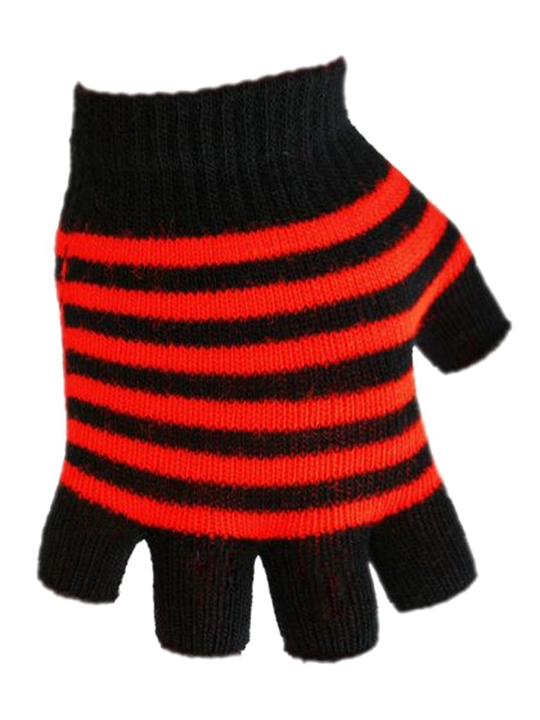 Fingerlose Handschuhe Neon Orange gestreift