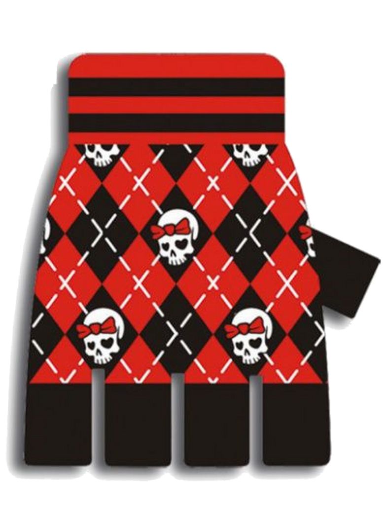 Fingerlose Handschuhe Skull Lady rot