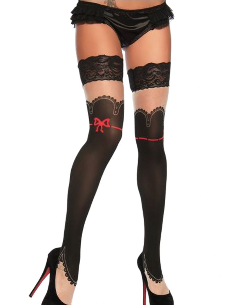 Strapsstrümpfe im Burlesque Style schwarz