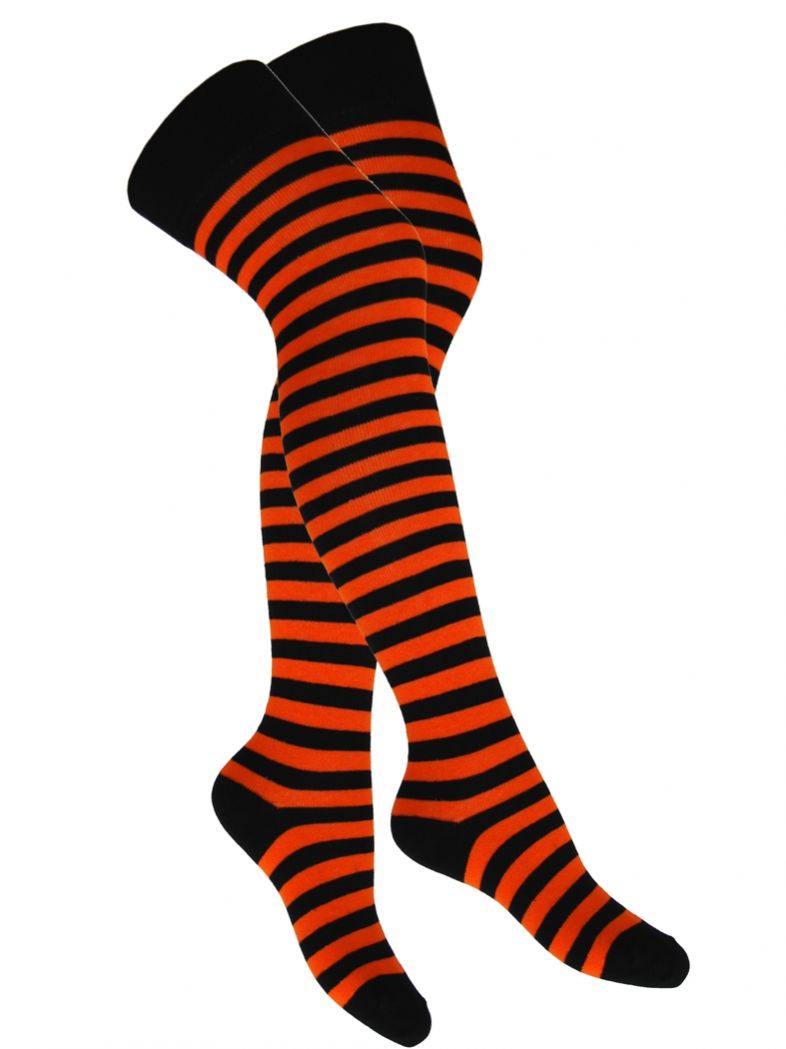 Overknees Streifen schwarz orange