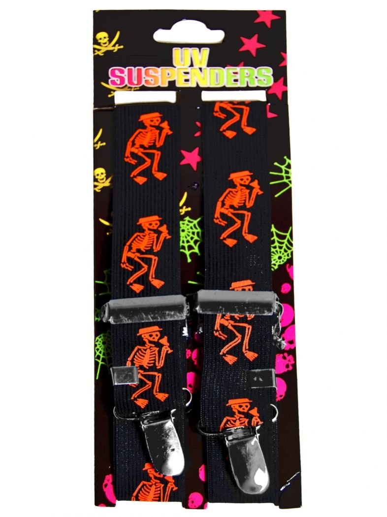 Hosenträger Skelett neon orange
