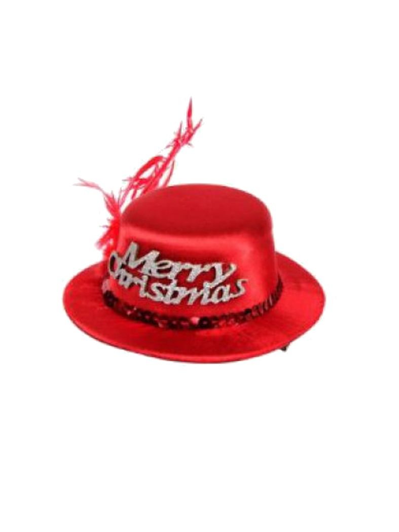 Haarschmuck Mini Zylinder Merry Christmas Samt glänzend rot