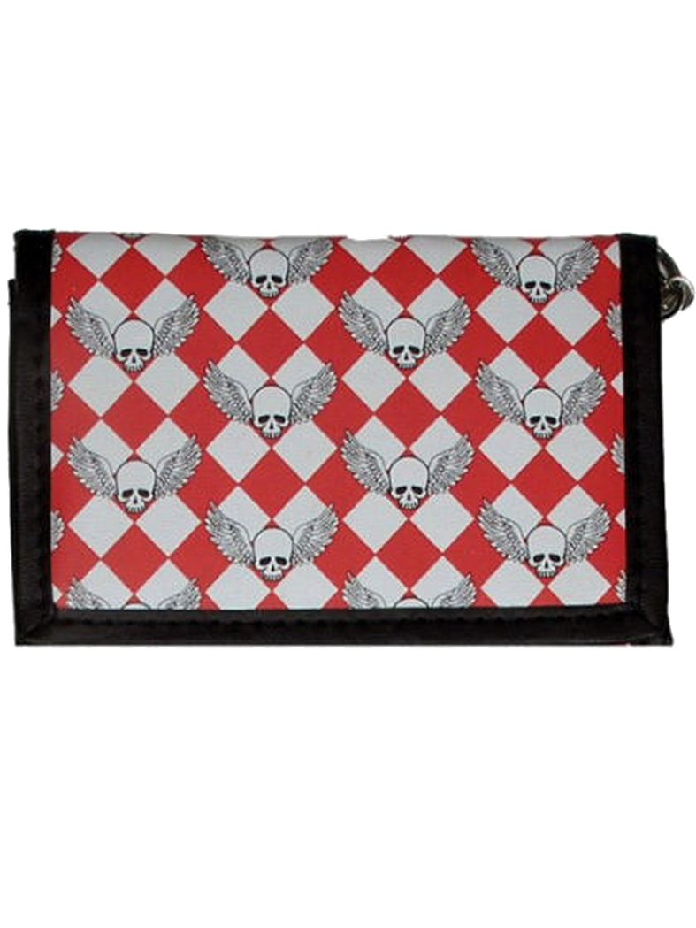 Geldbeutel mit Kette Skull with Wings Red