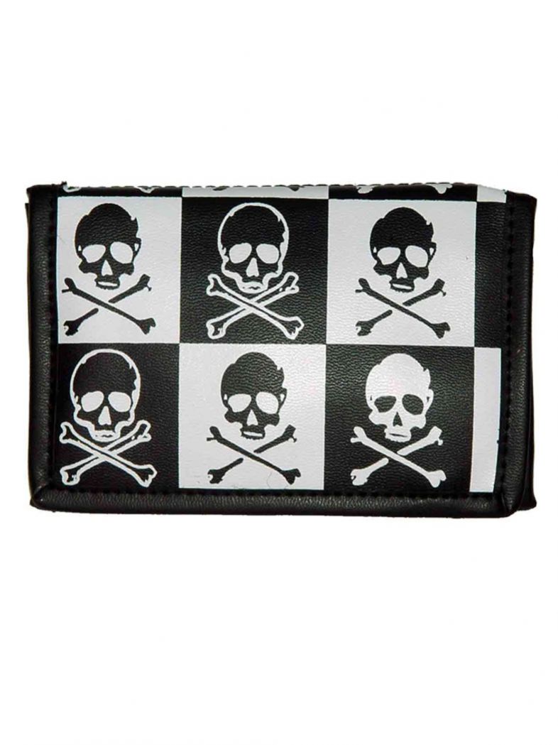 Geldbeutel mit Kette Skulls black white