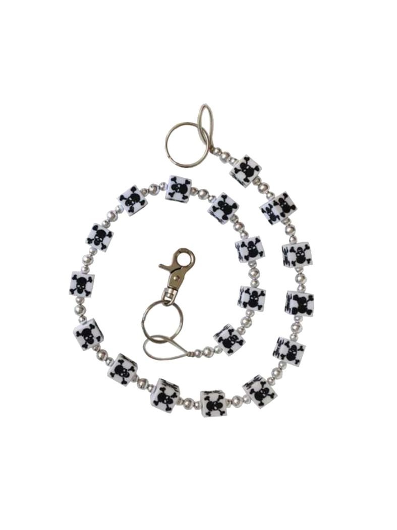 Geldbeutel Kette Skulls and Bones weiß