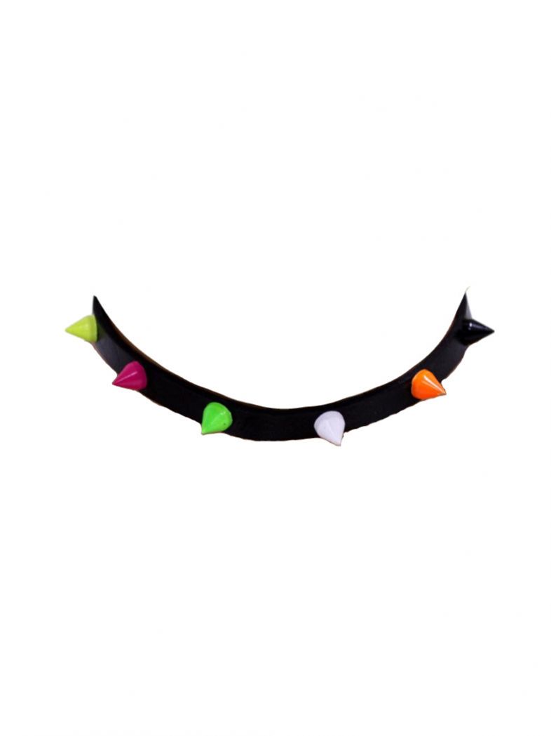 Leder Choker Halsband mit bunten Spitznieten