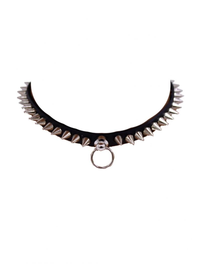 Leder Choker Halsband Conenieten und Ring