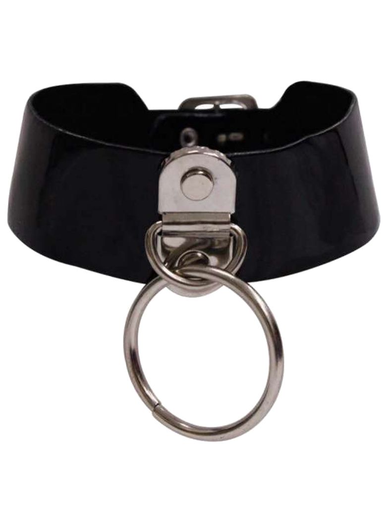 Lack Leder Choker Halsband breit mit Ring