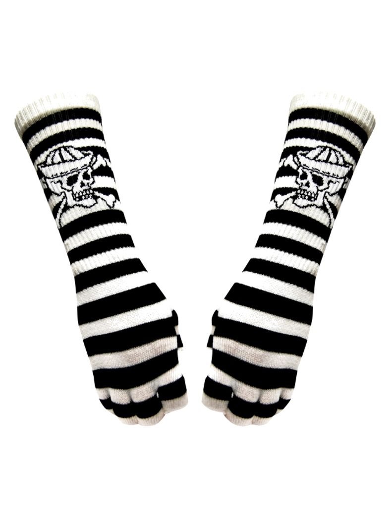 Fingerlose Stulpenhandschuhe Kapitän Skull gestreift
