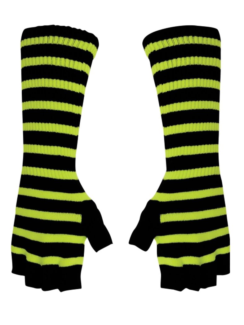 Fingerlose Stulpenhandschuhe gelb neon Streifen