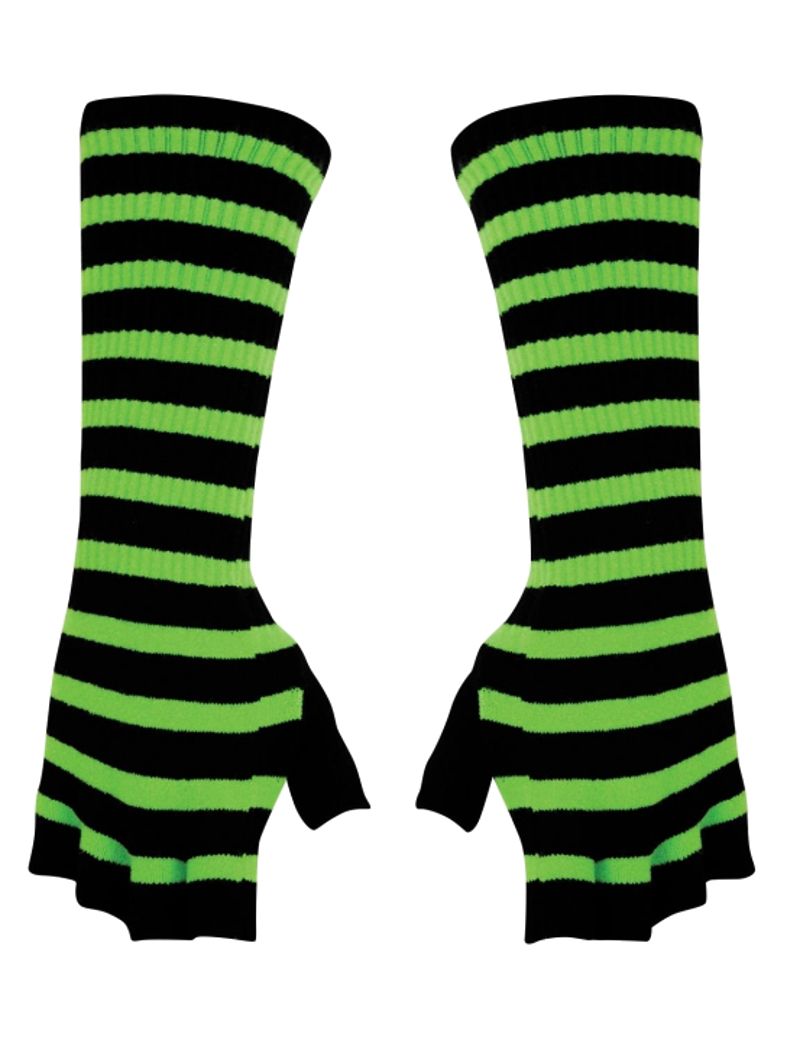 Fingerlose Stulpenhandschuhe grün neon Streifen