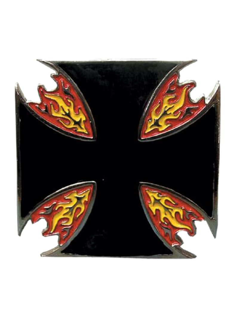 Gürtelschnalle Iron Cross mit Flammen
