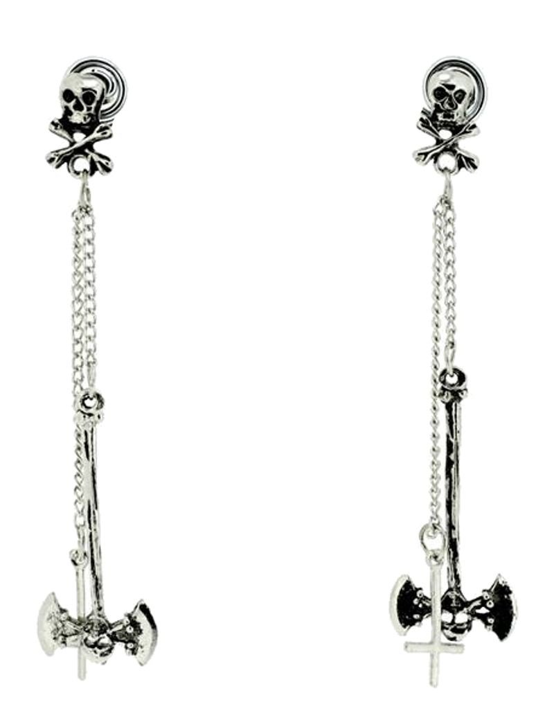 Ohrring Doppelaxt mit Kreuz an Kette