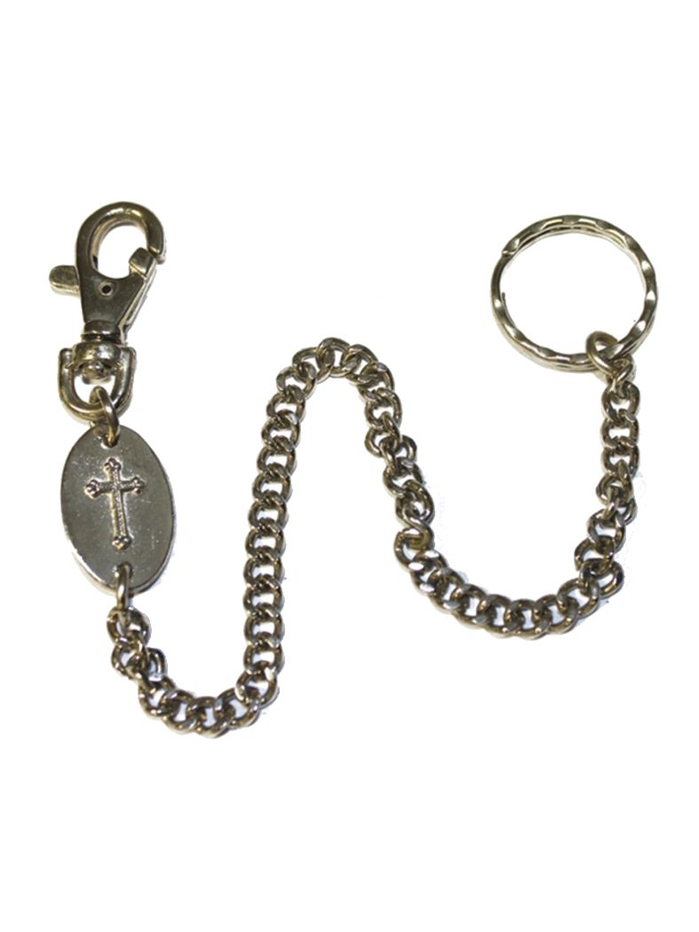 Schlüsselanhänger Kreuz mit Kette geprägt