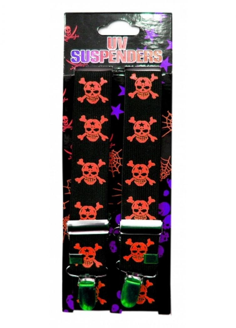 Hosenträger Totenkopf mit Knochen rot