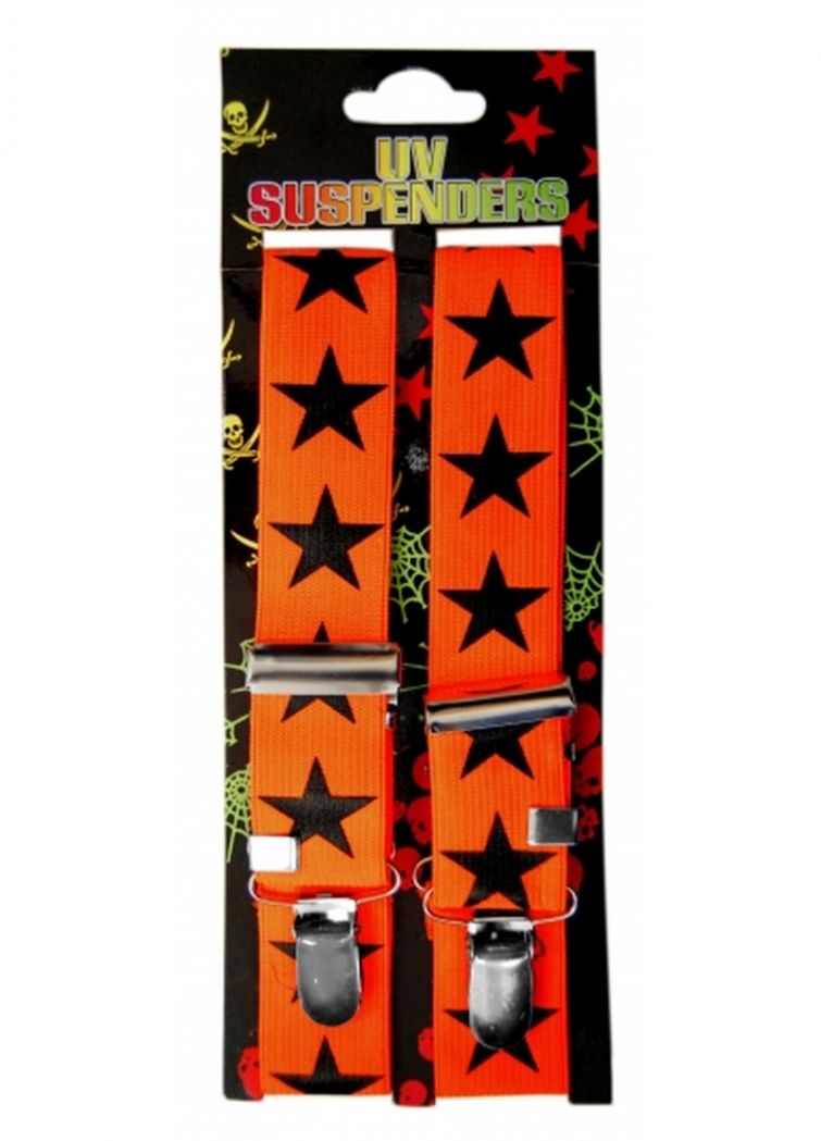 Hosenträger Sterne neon orange
