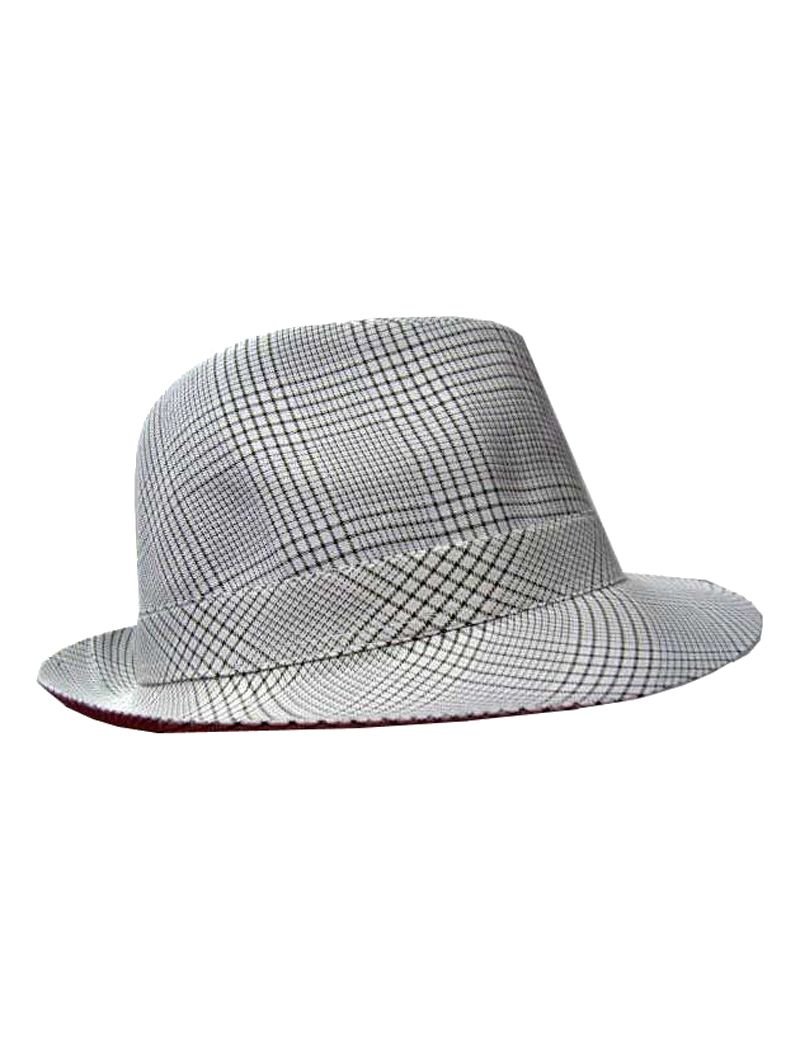 Clubstyle Trilby Hut weiß kariert